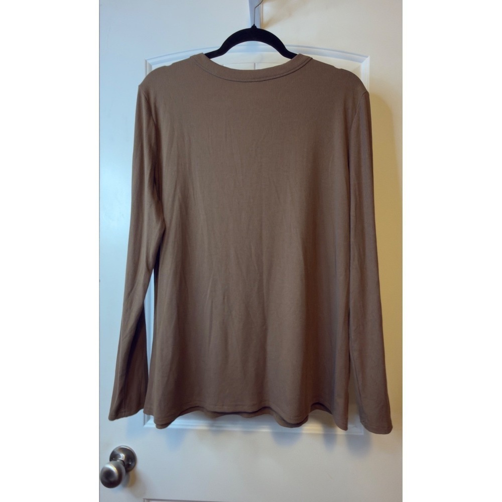 Anrabess Set/4 Long Sleeve 2X Rib Knit Top Casual Crew Neck Basic Tee Workwear - Picture 4 of 8